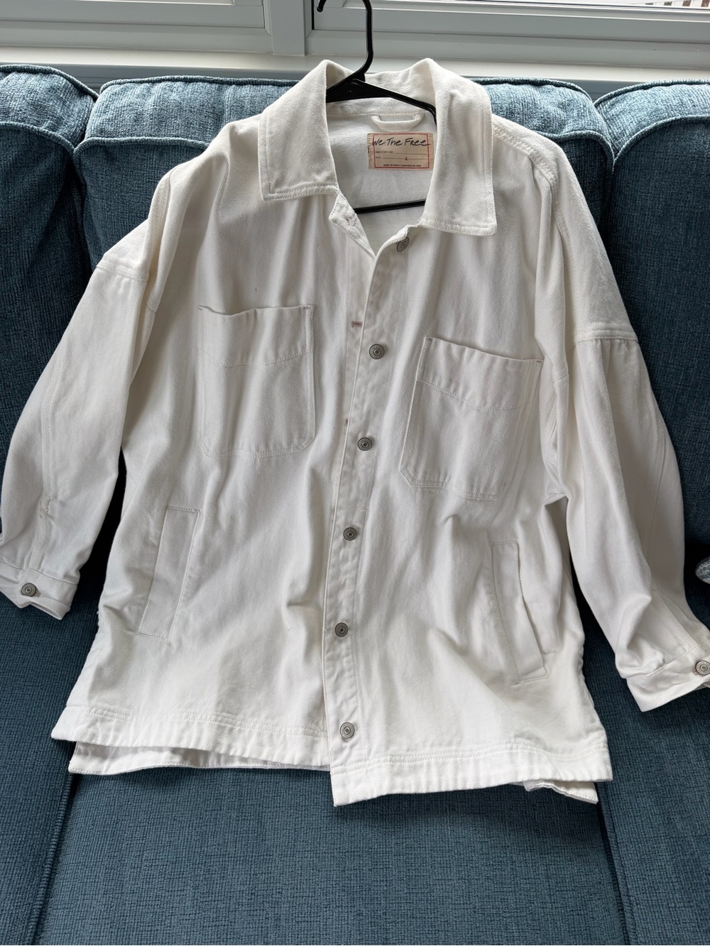 We The Free Cream Button-Front Shirt Jacket
